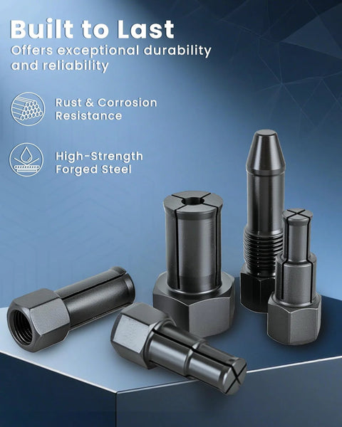 Close-up of rust-resistant blind hole bearing puller collets from 10 Piece Blind Hole Bearing Puller Set For Motorcycles 8 To 25 Mm.