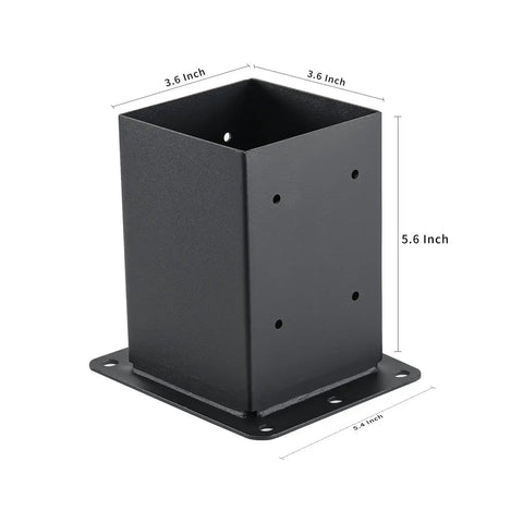 Two Pack 4x4 Post Base Anchors Solid Steel With Black Powder Coat Heavy Duty Deck Post Brackets Inner Size 3.6x3.6 Inches