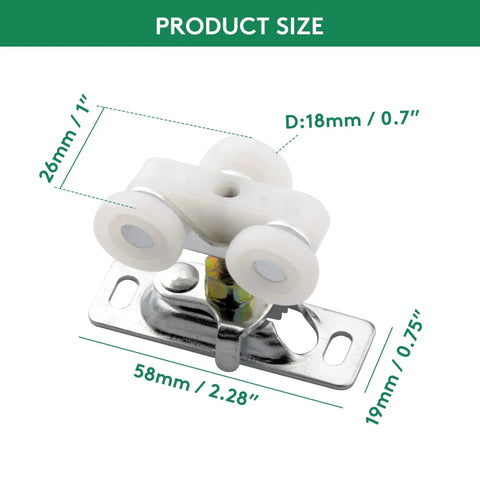 2 Pack 3/4 Inch Sliding Pocket Door Rollers Assembly With Nylon Wheels, Top Hanger And 4 Screws For Pocket Door Bypass Closets