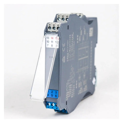 Side view of Two Input Four To Twenty Milliamp To Two Output Four To Twenty Milliamp Signal Isolator Transmitter DIN Rail Mount