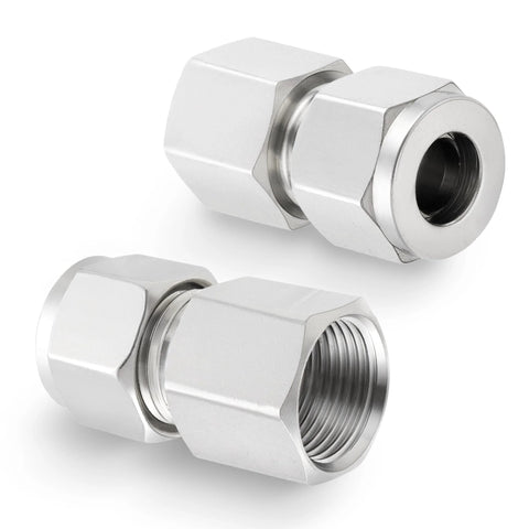 Yoebor stainless steel 304 compression tube fittings, 1/4 in. tube OD x 1/8 in. NPT female adapter, dual ferrules, pack of 2