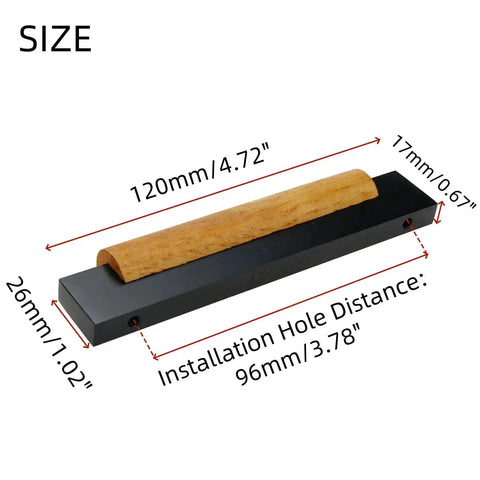 Black Wood Cabinet Handles With Aluminum Base, showing 4.72 inch length and 3.78 inch hole spacing, for cabinets, dressers, and furniture hardware.