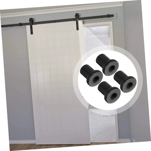 4 Piece Sliding Barn Door Track Spacers Replacement Carbon Steel Connector Hardware Kit For Garage, Farm, Basement Doors And DIY Sliding Door Projects in use with white barn door.