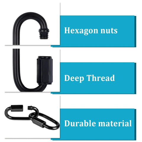 10 Pack 304 Stainless Steel M3.5 Quick Link Chains One Eighth Inch D Shape Locking Chain showcasing hexagon nuts and deep thread.