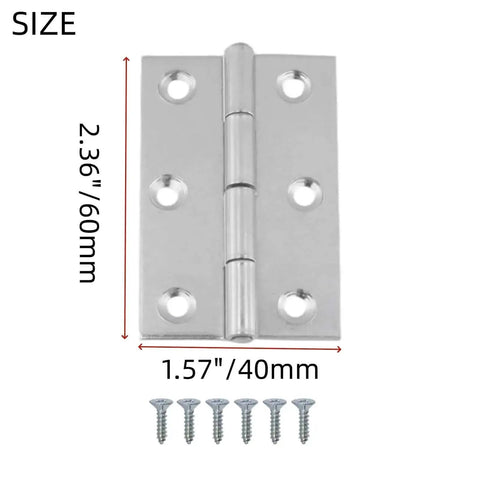 Heavy Duty Door Hinges 2.36x1.57 Inch Stainless Steel With Screws 4 Pack for cabinet and gate kitchen use, shown with screws