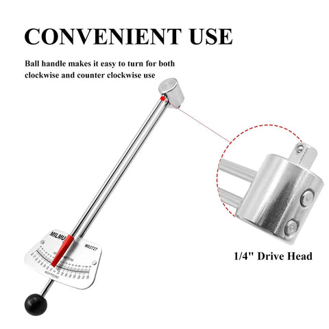 Quarter Inch Drive Beam Torque Wrench Dual Direction Precision Instrument with 1/4 inch drive head and clear scale