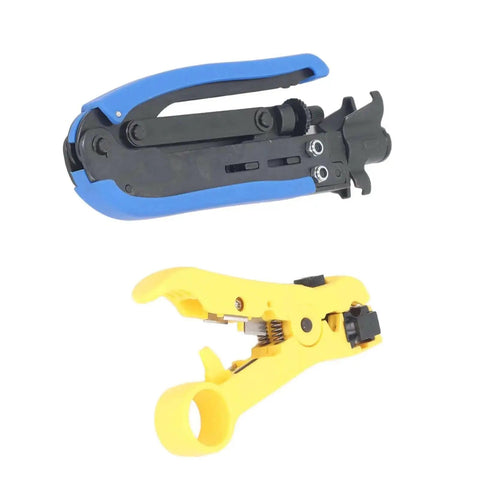 Heavy Duty Coaxial Cable Crimping Pliers Workhorse Set With Adjustable F Connector Crimper Stripping Pliers for RG6 RG59 RG11