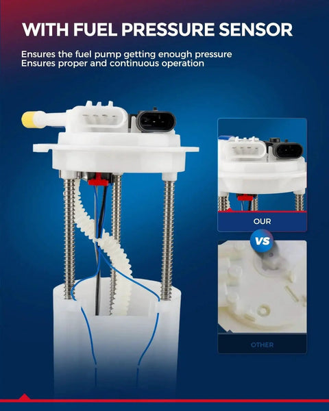 Electric Fuel Pump Module Assembly For 2004 To 2007 Chevrolet Tahoe Gas, GMC Yukon Gas, And Cadillac Escalade With Three Tube Ports Direct Replacement Plug And Play FG0808 with Fuel Pressure Sensor