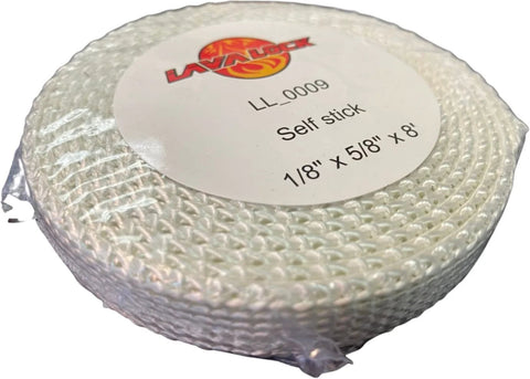 LavaLock self-stick gasket tape roll, 1/8 in x 5/8 in x 8 ft, white braided
