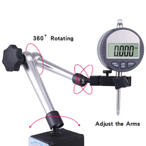 Magnetic Base Stand for Digital Dial Indicator Built Tough Three Segment With Industrial Strength Quick Release And Triple Joint Adjustment
