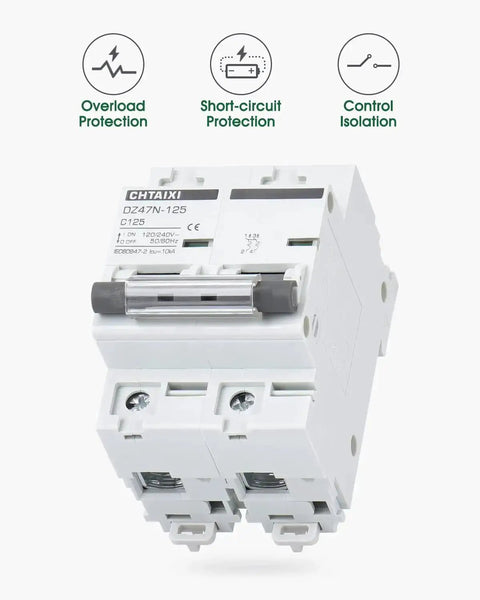 80 Amp 2 Pole AC Miniature Circuit Breaker With Thermal Magnetic Trip For 120V 240V DIN Rail Mount Solar Disconnect MCB 2P C80 Overload And Short Circuit Protection DIY Friendly Panel Mount Heavy Duty Electrical Breaker