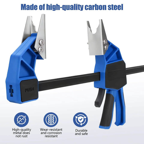 18 Inch Hydraulic Quick Connect Hand Clamp Tool Set With 6 NPT Dual Jaw Configurations And Storage Bag on white background