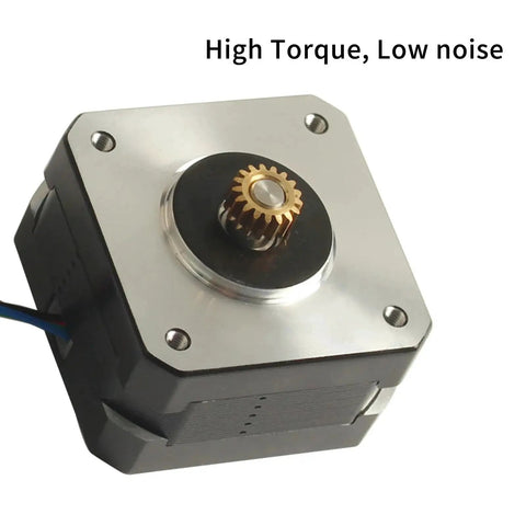 Neptune3 Pro E Axis Drop In Extruder Motor Replacement for Neptune3 Pro and Neptune3 Plus Hotend showing brass gear and wiring.