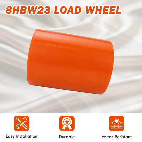 Durable Load Wheel Replacement For Toyota Electric Pallet Jack Lift Truck 8HBW23 2 Pcs Heavy Duty Wheel For Smooth Warehouse Handling On Flat Surfaces, showing a single orange wheel.
