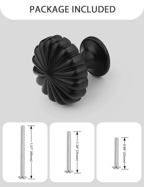 Matte Black Zinc Alloy Cabinet Knobs 10 Pack for Drawer Pulls on Dresser Kitchen and Bathroom Hardware Mengico Unique Design