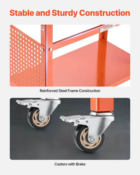 Beefy 40-Inch By 24-Inch Welding Table showing reinforced steel frame construction and locking caster wheels.