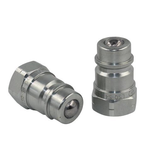 Amazon LSQ-S4-04PF silver metal hydraulic quick-connect male coupler, 1/2 in NPT, ISO 5675, ball valve, two-piece set