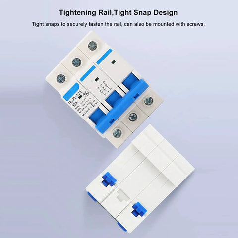 Front and back view of Three Pole Miniature Circuit Breaker 400V 80A Din Rail Mount for Home Office Protection Safe Electrical Isolation Plug and Play Easy Install HL30-125 Today.