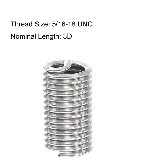 5/16-18 UNC 3D Helicoil Wire Thread Inserts Set In 304 Stainless Steel, single insert shown against white background