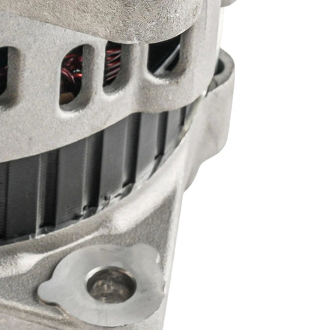 Close-up view of a 110 Amp 12V CW Alternator Replacement with 6 Groove Pulley for Infiniti G35, 350Z, FX35, Pathfinder.