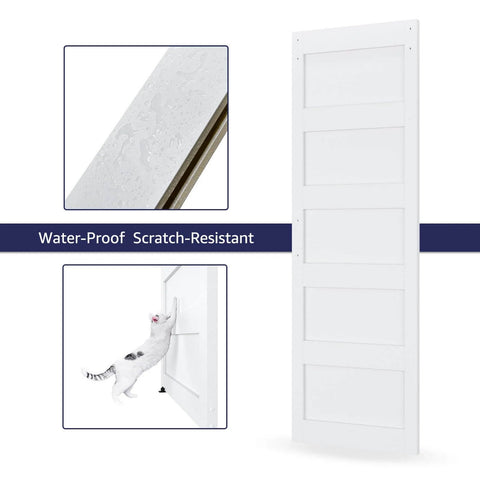 Double 30 By 84 Inch White Barn Door With 10 Ft Sliding Hardware Kit Included, Assembly Required, Waterproof PVC Surface