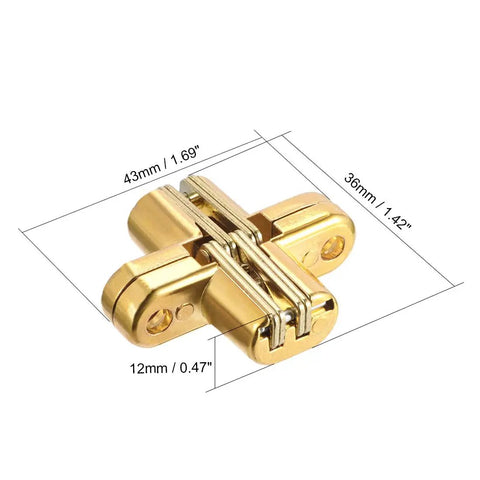 Invisible Concealed Cross Hinges For Wooden Or Metal Doors 2 Pack Zinc Alloy 43 X 36 X 12mm 180 Degree Opening