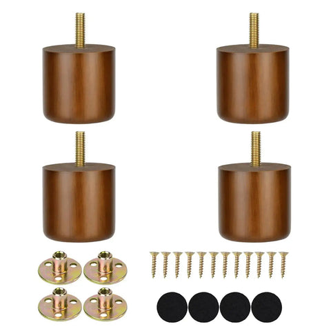 2 Inch Wood Furniture Feet Set Of 4 With Pre Drilled M8 Bolts Not Adjustable Short Solid Hardwood Replacement Legs and hardware