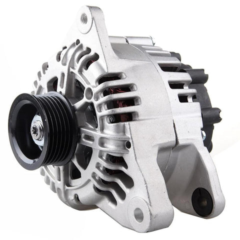 OE Replacement Alternator Compatible With Hyundai Santa Fe 2005 2006 Sonata 2005 2008 Tiburon 2005 2009 Tucson 2005 2006 And Kia Optima 2005 2010 Kia Sportage 2005 2006 11188 Ready To Roll Plug And Play Electrical Power Generator with a 6-groove pulley visible