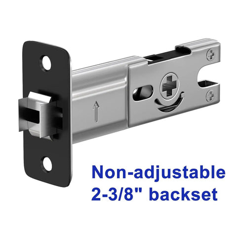 Close-up view of Brushed Nickel Pocket Door Lock Privacy Square Hardware Not Adjustable for Pocket Doors and Sliding Doors.