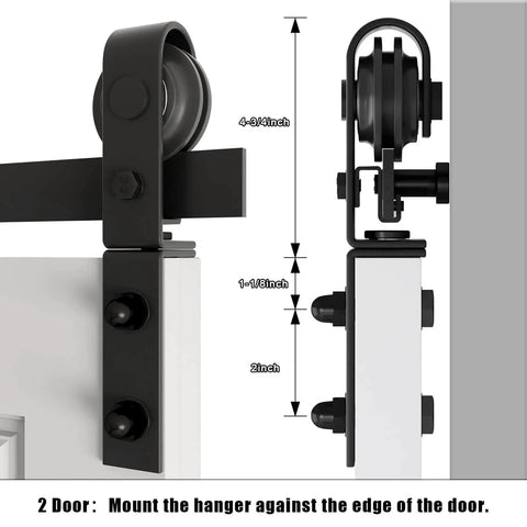 52 Inch Bi Folding Barn Door Hardware Kit For Two Doors With Low Ceiling Lite Roller System with measurements shown