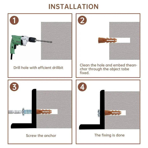 Installation steps for Drywall Anchors And Screws Assortment Kit, 370 Piece Set With Plastic Organizer Case, 5 Sizes Wall Anchors.