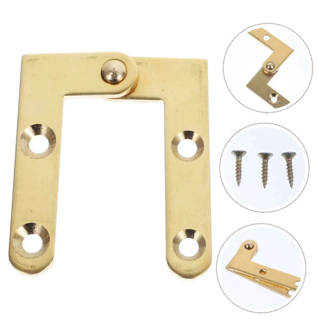 Rotatable Copper Pivot Door Hinges Set for Hidden Doors, showing components and screws for cabinets and attic ladders
