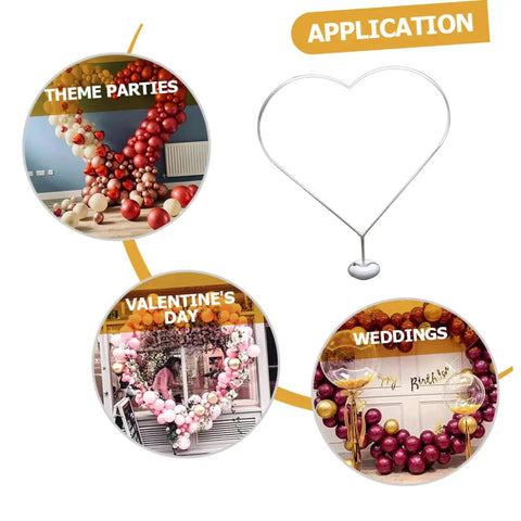 Balloon Arch Stand Kit For Weddings And Parties, Flexible, Reusable Poles with heart shape demonstrating various applications.