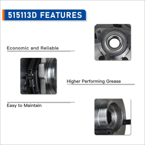 Front Wheel Hub And Bearing Assembly For 2006 2007 2008 Dodge Ram 1500 With 5 Lug And ABS Sensor shown with key features