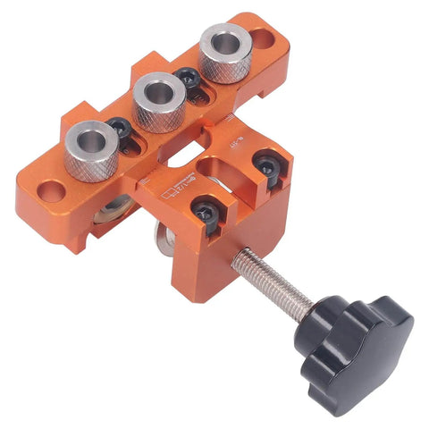 Front view of 3 In 1 Doweling Jig Kit With Clear Engraved Scale Drilling Locator Puncher For Woodworking And Furniture Assembly