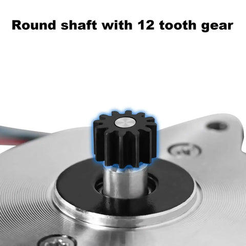 Premium Circular Stepper Motor for 3D Printers with 12 Tooth Gear close-up view, metal round shaft compatible with Ender & K1 series