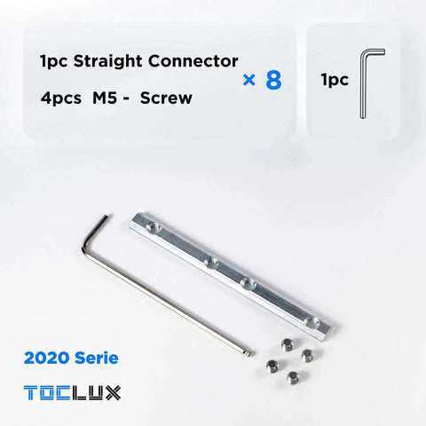 Eight Pack 2020 Extrusion Straight Connectors For 8020 Aluminum Profiles with screws and wrench