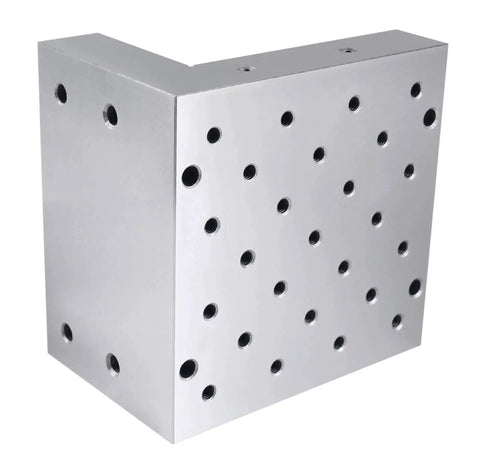 Rugged Machinist Grade 6x6x4 Inch Precision Angle Plate For Milling And Drilling Solid One Piece Steel Ground Flat To.0002 Inch Hardened RC58 RC62 13 Tapped One Quarter Inch By Twenty Holes Accusize Industrial Tools