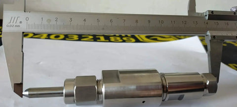 DIY Waterjet Cutting Head Kit With Mixing Chamber Nozzle Body Nozzle Orifice Collet For Water Jet Cutting Machine shown with caliper