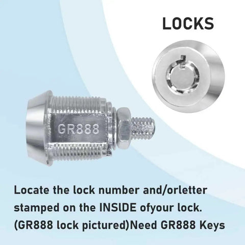 GR888 lock with focus on lock number for Premium 2 Pack GR888 Washer And Dryer Keys For Greenwald Speed Queen Commercial Coin Operated Machines Replacement Cash Box Lock Keys 8 20 888 Compatible With 54612 AP24028 And Other Models