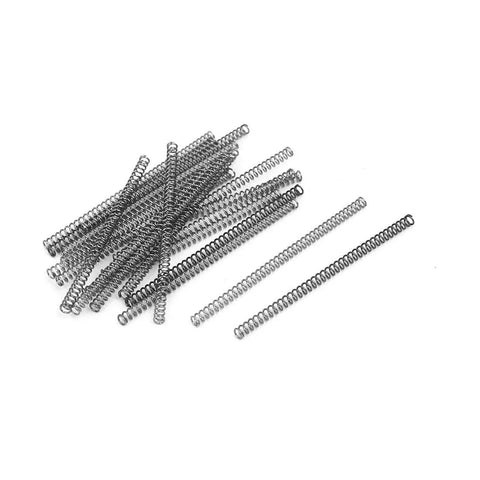 Compression springs, stainless steel 304, 2 mm outer diameter, 0.3 mm wire, 40 mm free length, silver tone, 20 pieces