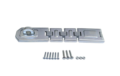 Extra Heavy Duty Concealed Safety Hasp With Flexible Link And Hardened Staple, Six And One Quarter Inch Single Flexible Hasp, Zinc Plated