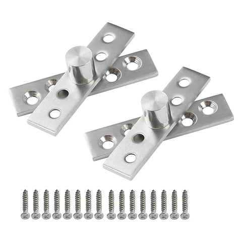 360 Degree Hidden Pivot Hinge Set Stainless Steel Concealing Door Hinges Center Pivot Up Down Shaft 2 Pack with screws