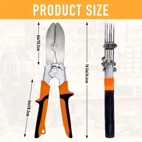 Beefy Heavy Duty Sheet Metal Crimper Tool For 24-28 Gauge Galvanized Or Stainless Ductwork, showing dual color TPR handle and size details.