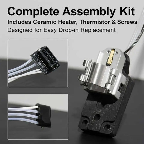 Upgraded Hotend Heating Assembly Replacement For A1 And A1 Mini 3D Printer with ceramic heater and thermistor.