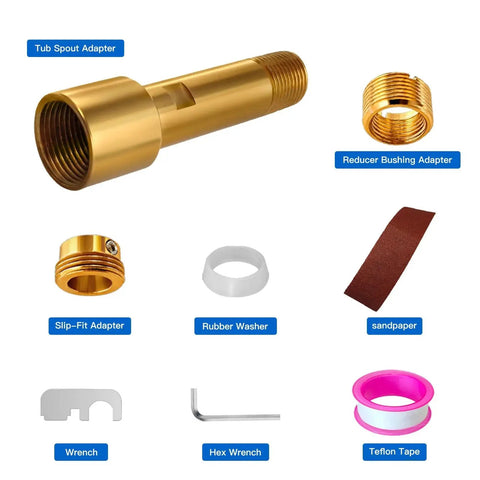 Brass Tub Spout Adapter Kit For One Half Inch Copper And One Half Inch IPS And Three Quarter Inch IPS Pipes, Universal Fitting Items