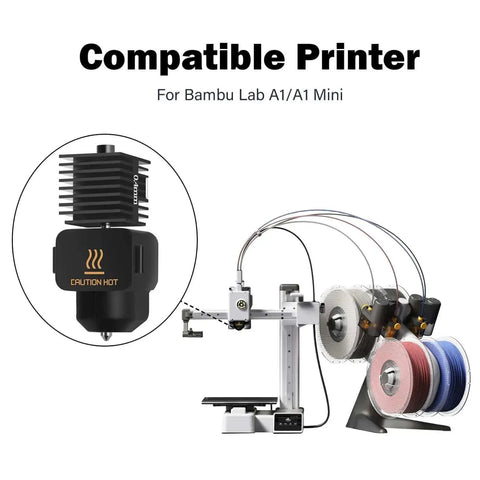 Two Pack A1 Mini Hotend Kit Upgrade For A1 3D Printer with hardened nozzle and silicone socks, Bambu Lab compatible display
