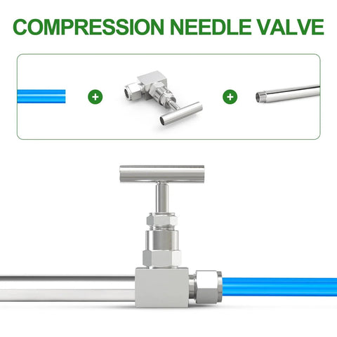 Heavy Duty High Pressure 304 Stainless Steel Needle Valve One Quarter Inch NPT Female To One Quarter Inch Tube Outer Diameter