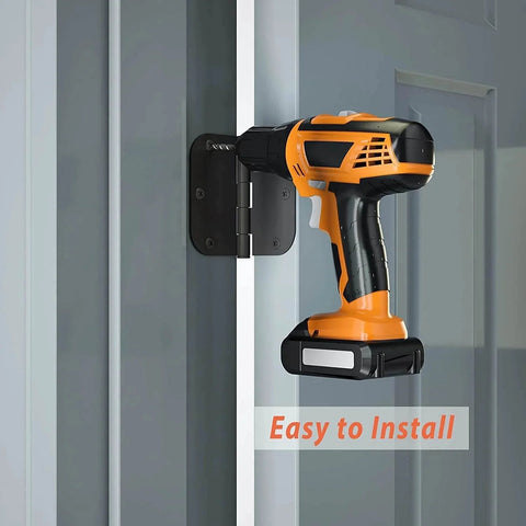 Installing Door Hinges 3 Pack 3.5 Inch Interior Hinges With Five Eighths Radius Matte Black Steel on door using drill