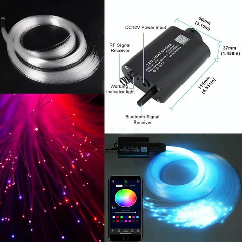 LED Bluetooth Fiber Optic Star Ceiling Kit 16W RGBW With 150 Fiber Optic Strands, app control, music sensor mode, product components